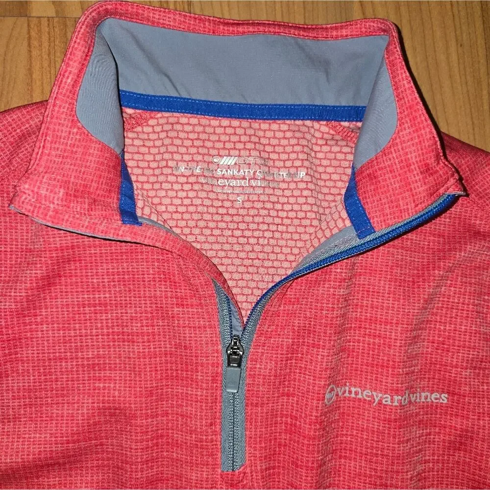 Vineyard Vines Mens Coral Zip-Up Sweater